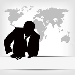 businessman silhouette with world map