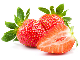 Fresh strawberry isolated on white background. Studio macro