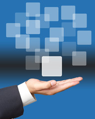 button on business hand