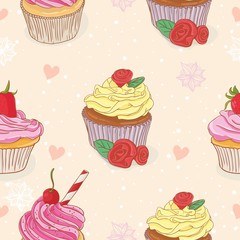 Cupcake seamless pattern