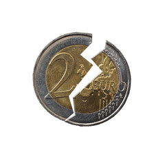 Cracked euro coin