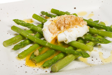 fresh salad with asparagus,eggs and croutons