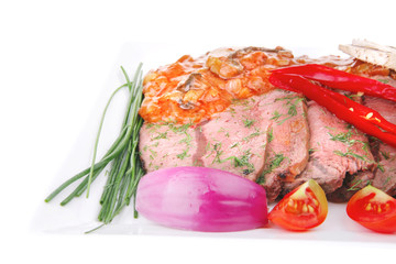 corned beef on plate with vegetables