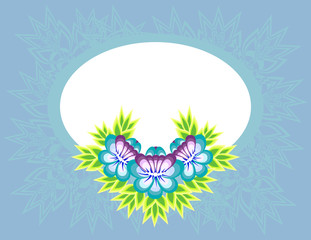 Obraz premium Illustration of frame with abstract flowers and background