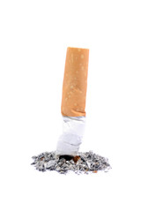 A cigarette butt on white
