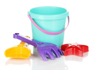 Children's beach toys isolated on white