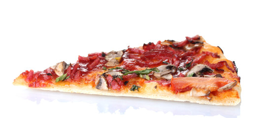 tasty slice of pizza isolated on white