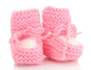 pink baby boots isolated on white