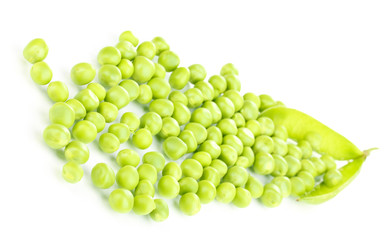 Green peas isolated on white