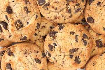 Chocolate chips cookies, close up