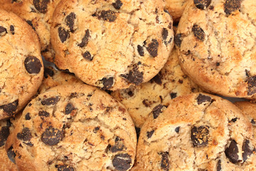 Chocolate chips cookies, close up