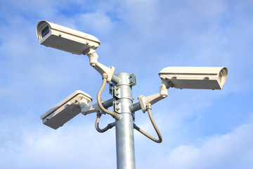 camera cctv and blue sky background