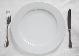 Dinner Plate, Knife and Fork