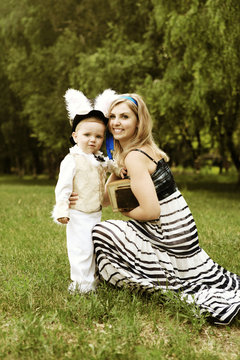 Alice and White Rabbit in Wonderland