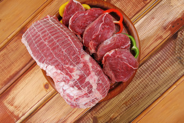 red meat on wooden table