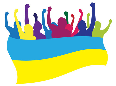 Ukraine fans vector illustration