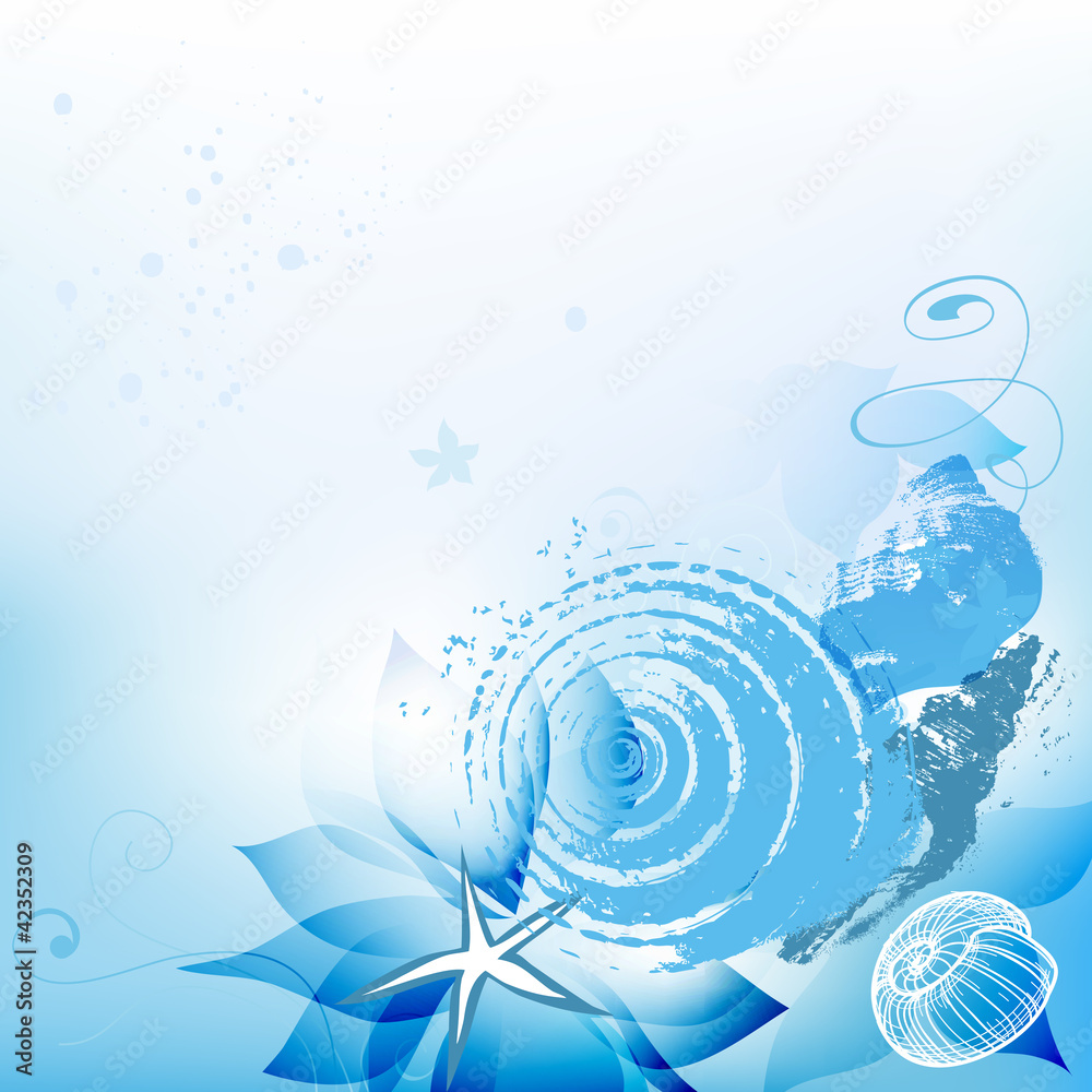 Poster sea background with shells