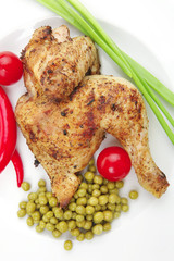 meat food : roast chicken garnished