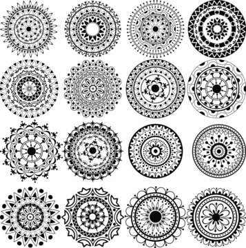 A set of beautiful mandalas and lace circles