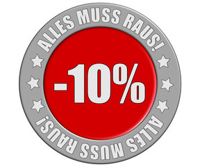 Schild grau rot rt amr -10 PROZENT