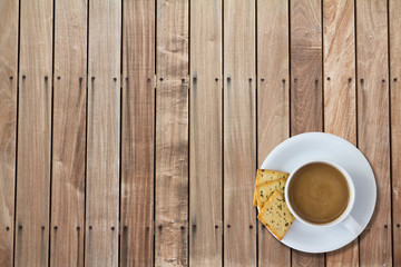 Coffee cup on wooden.