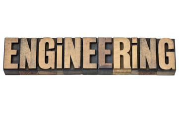 engineering word in wood type