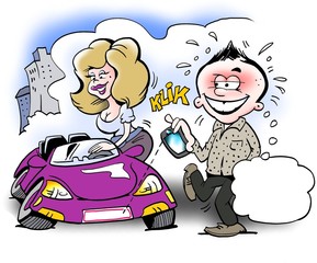 Women with a smart sports car