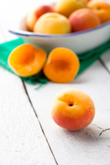 Apricots on White Wood