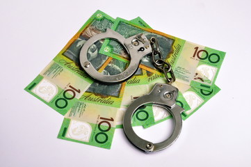 Australische 100 Dollarscheine mit Handschellen