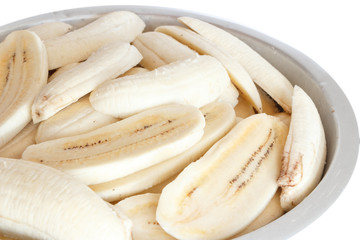 banana slices isolated on a white background