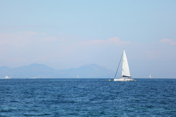 Naklejka premium yacht in sea