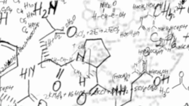 Chemistry equation loop background with alpha channel