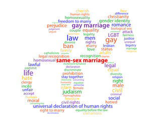 Fototapeta na wymiar SAME-SEX MARRIAGE tag cloud (male symbol right gay)