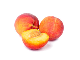 Peach fruits isolated on white background