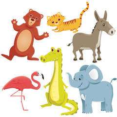 Cartoon animals, vector illustration