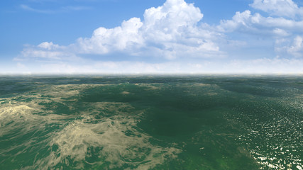 cloudy blue sky leaving for horizon