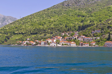 Fototapeta na wymiar Kotor bay (Boka Kotorska) near town of Tivat, Montenegro, Europe