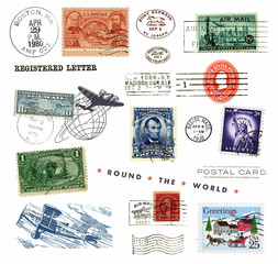 Briefmarken und Poststempel aus den USA