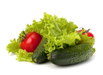 Tomato, cucumber vegetable and lettuce salad