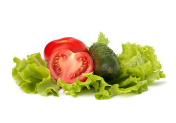 Tomato, cucumber vegetable and lettuce salad