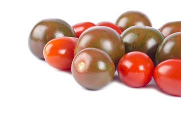 Zebra and Grape Cherry Tomatoes Isolated on White