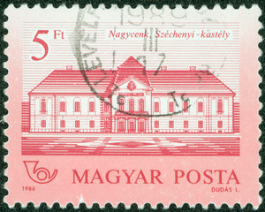 stamp printed by Hungary, shows a Castle