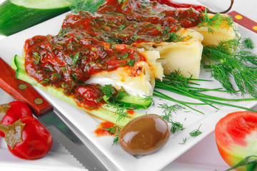 cheese cannelloni served