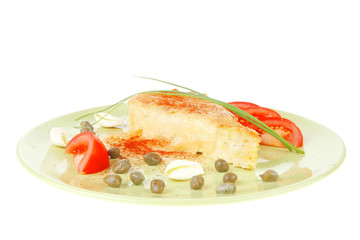 casserole piece over green plate