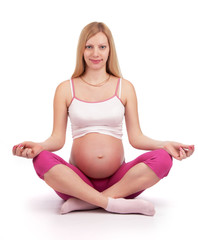 beauty pregnancy girl in lotus pose