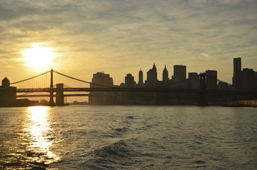 Brooklyn Bridge in the sunset