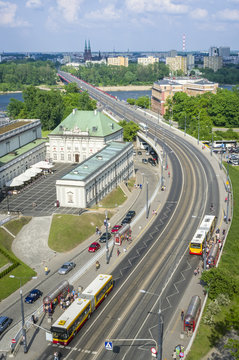 Vistula river with WZ bridge in Warsaw