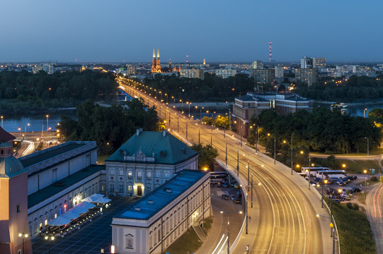 Night view of Warsaw