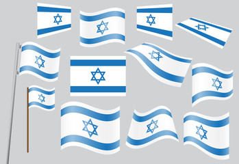 set of flags of Israel vector illustration