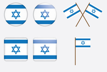 set of badges with flag of Israel vector illustration